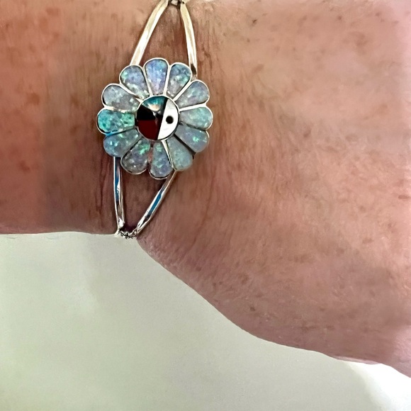 Zuni Multi-Gem Channel Inlay Bracelet by Burdian Soseeah - Picture 5 of 6